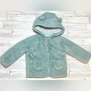 Carter’s Baby Girl Teal/Gray Zip-Up Sherpa Jacket- 12M
